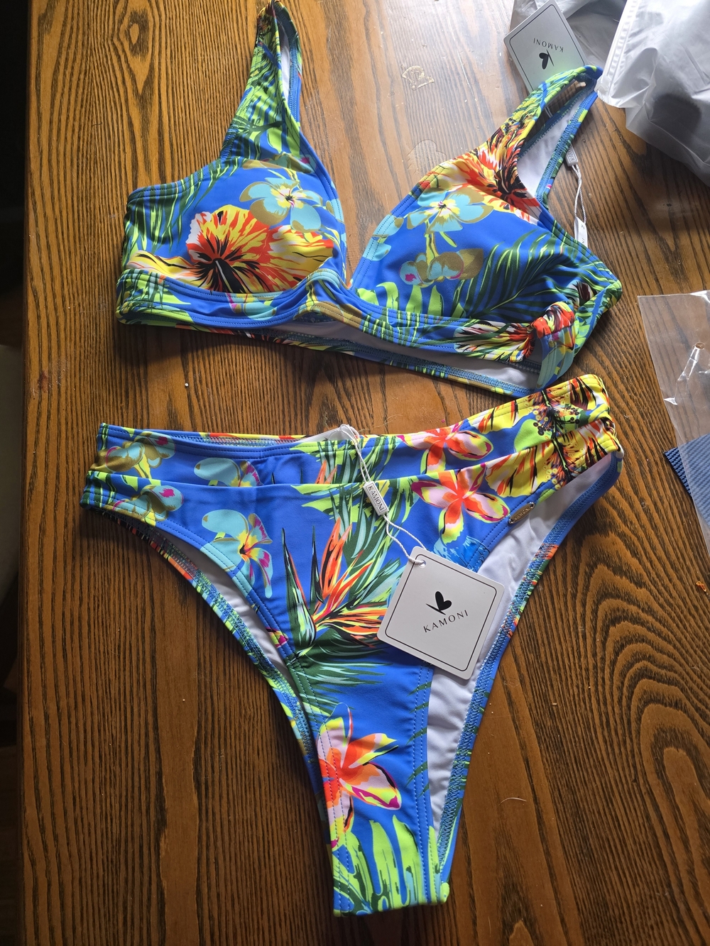 Kamoni Floral Bikini Set in Blue & Green NWT